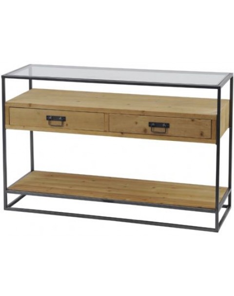 Libra Kempsey Fir Wood And Iron Console Table